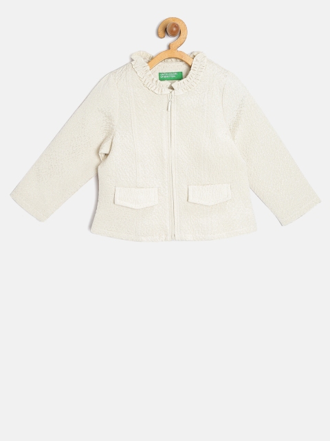 

United Colors of Benetton Girls Off-White Self-Design Tailored Jacket