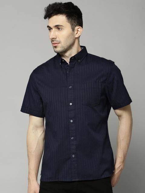 

Marks & Spencer Men Navy Blue Regular Fit Striped Casual Shirt