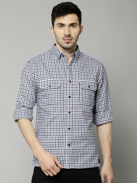 

Marks & Spencer Men Navy & White Regular Fit Checked Casual Shirt, Navy blue
