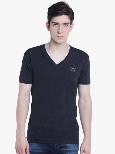 

Antony Morato Men Black Solid V-Neck T-shirt