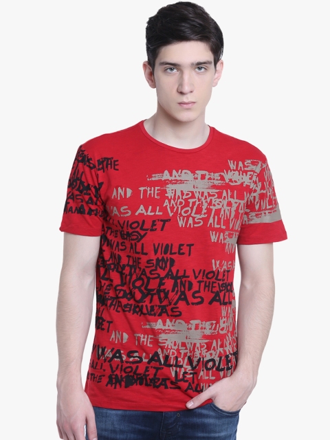 

Antony Morato Men Red Printed Round Neck T-shirt