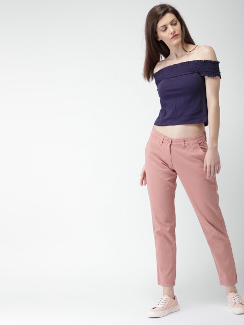 

Mast & Harbour Women Pink Slim Fit Solid Chinos