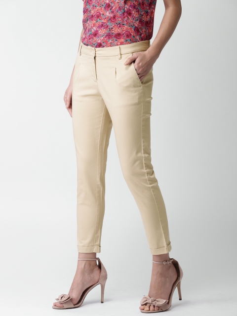 

Mast & Harbour Women Beige Regular Fit Solid Trousers