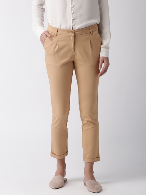 

Mast & Harbour Women Khaki Slim Fit Solid Regular Trousers