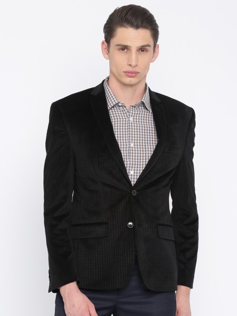 

Peter England Black Checked Regular Italian Fit Single-Breasted Party Blazer