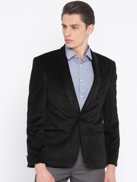 

Peter England Black Checked Regular Italian Fit Single-Breasted Party Blazer
