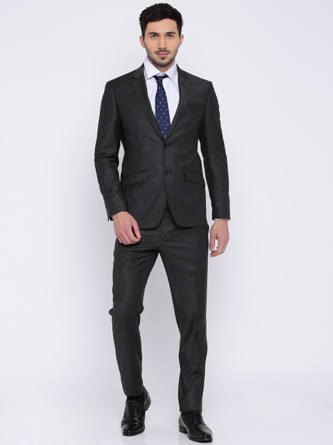 

Peter England Elite Men Navy Tailored Fit Single-Breasted Formal Suit, Navy blue