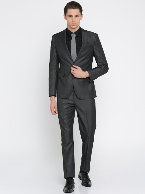 

Peter England Men Charcoal Grey Slim Euro Fit Single-Breasted Formal Suit