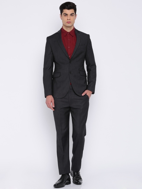 

Peter England Men Black Slim Euro Fit Single Breasted Formal Suit, Grey