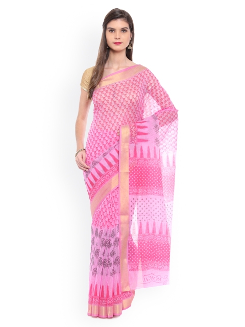

Pavechas Pink Pure Cotton Printed Venkatgiri Saree