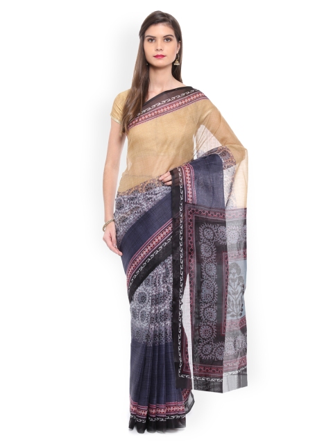 

Pavechas Beige & Grey Polycotton Printed Mangalagiri Saree