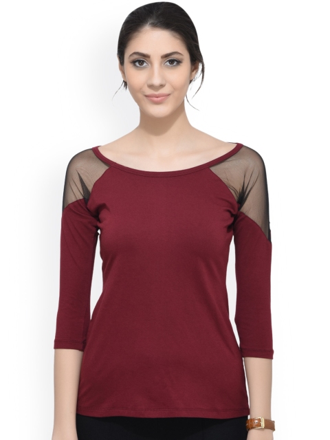

SCORPIUS Women Maroon Solid Top