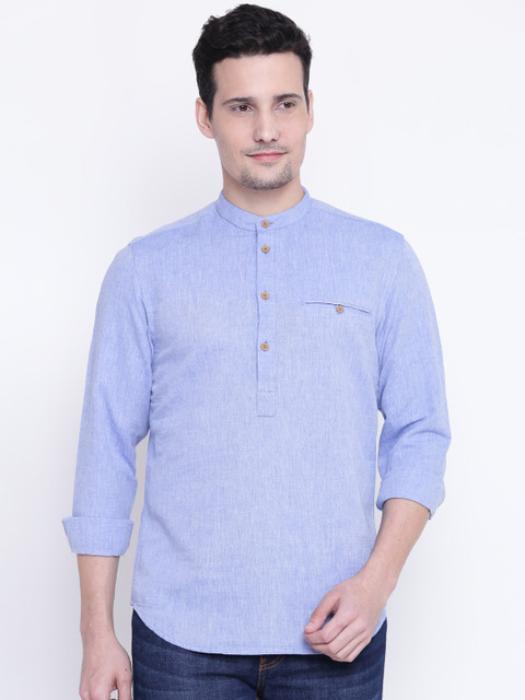 

John Players Men Blue Trim Fit Solid Casual Shirt