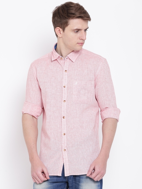 

John Players Men Pink Regular Fit Solid Casual Shirt