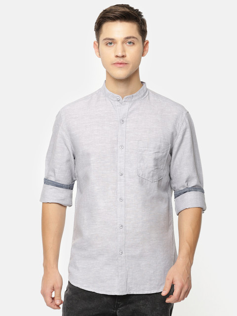 

John Players Men Grey Trim Regular Fit Solid Casual Shirt