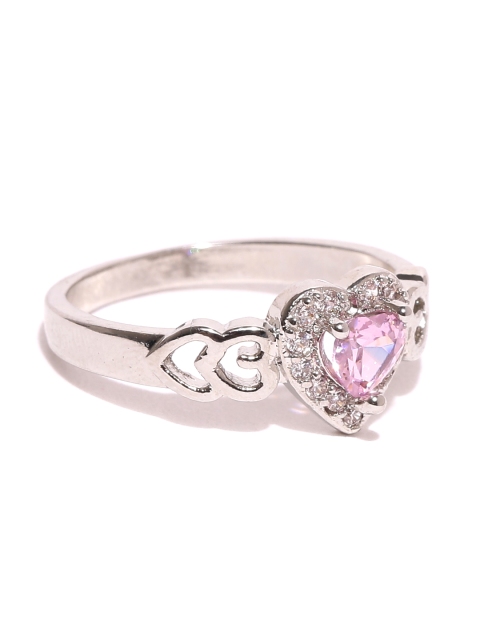 

OOMPH Pink Silver-Plated CZ Stone-Studded Ring