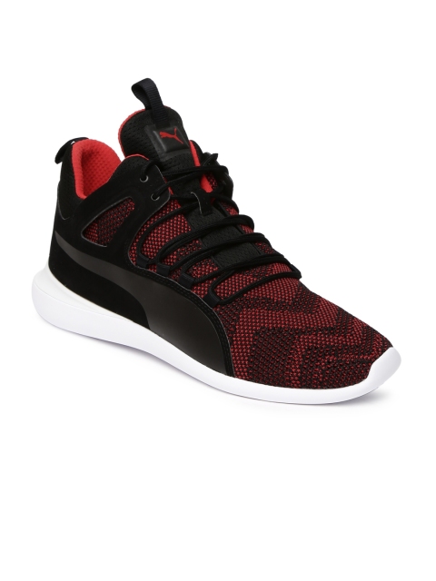 

Puma Men Black & Red SF Evo Cat Mid-Top Sneakers