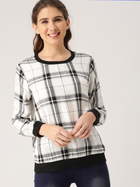 

DressBerry Women White & Black Checked Sweatshirt
