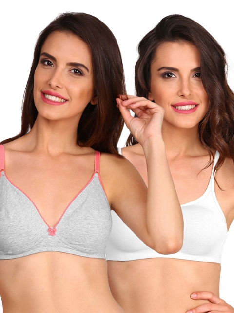 

Jockey Pack of Two Solid Non-Wired Non-Padded Bras, Grey