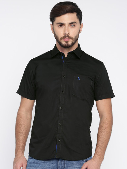 

Parx Men Black Slim Fit Solid Casual Shirt