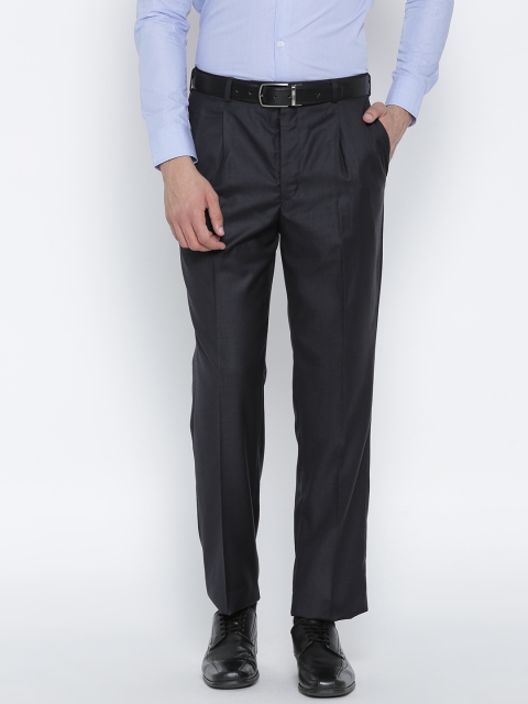 

Raymond Men Navy Blue Classic Fit Solid Formal Trousers