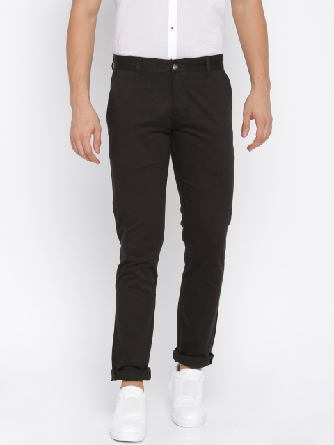 Parx Men Coffee Brown Tapered Fit Solid Regular Trousers available at myntra for Rs.679