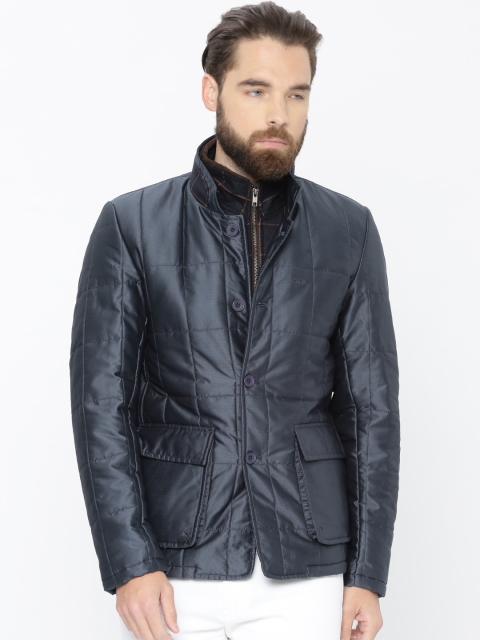 

ColorPlus Men Navy Solid Padded Jacket, Navy blue