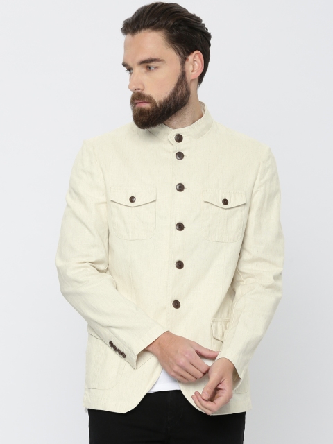 

ColorPlus Men Off-White Solid Tailored Jacket