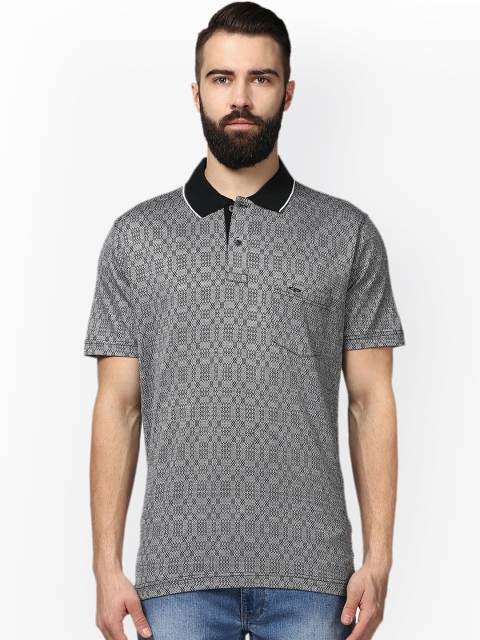 

ColorPlus Men Black & Grey Solid Polo Collar T-shirt