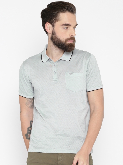 

Park Avenue Men Grey Self-Design Polo Collar T-shirt
