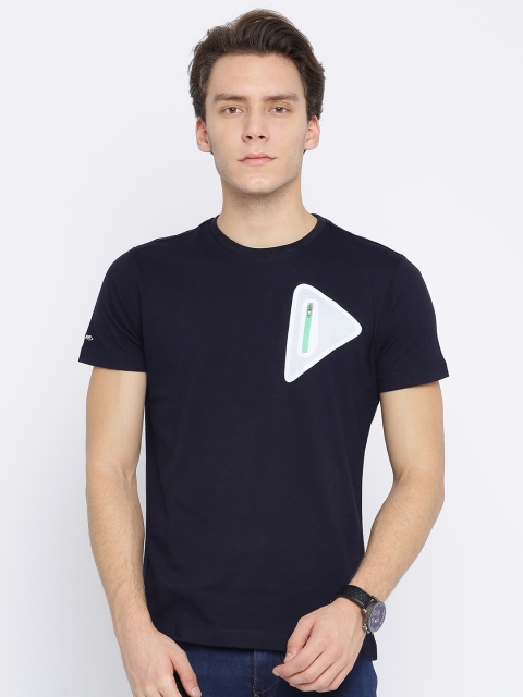 

Parx Men Navy Blue Solid Round Neck T-Shirt