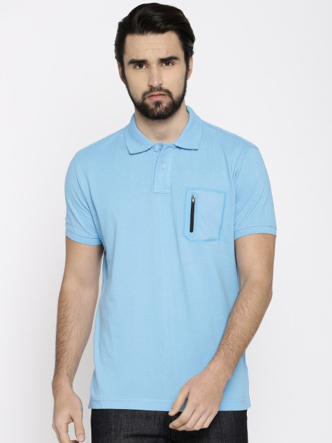 

Parx Men Blue Solid Polo Collar T-shirt