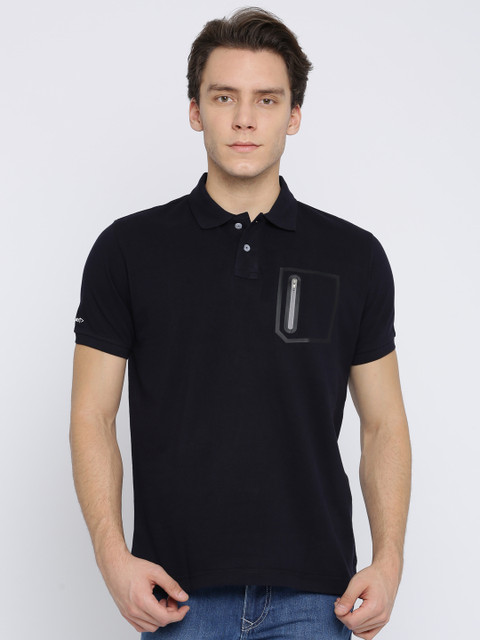 

Parx Men Navy Blue Solid Polo Collar T-shirt