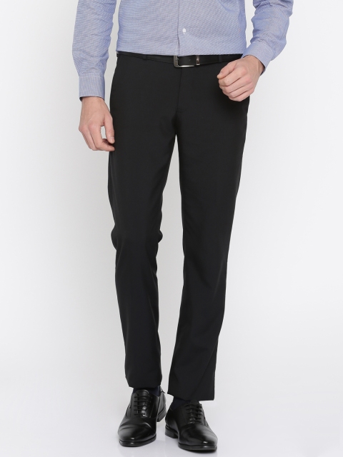 

Van Heusen Men Black Slim Fit Solid Formal Trousers