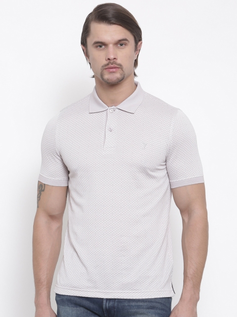 

Van Heusen Men Grey Self Design Polo Collar T-shirt