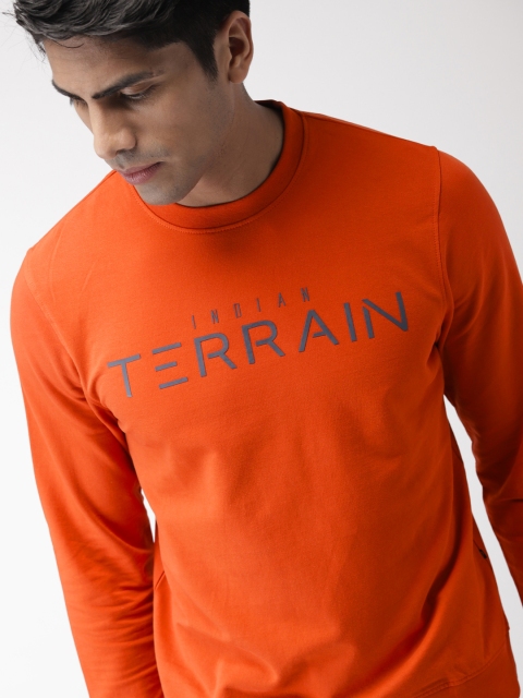 

Indian Terrain Men Orange Printed Sweatshirt