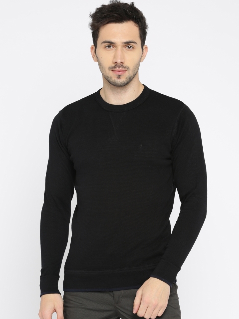 

Indian Terrain Men Black Self Design Pullover