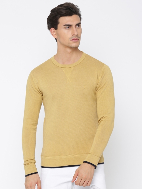 

Indian Terrain Men Mustard Solid Pullover