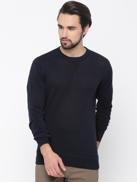 

Indian Terrain Men Navy Blue Solid Pullover