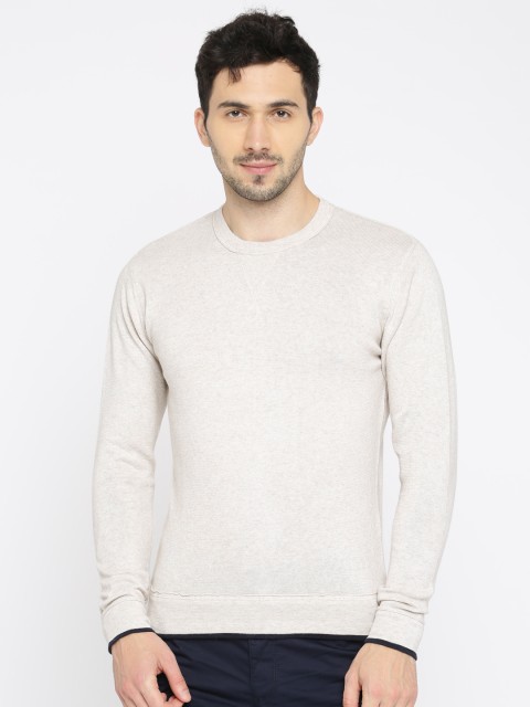 

Indian Terrain Men Off-White Self Design Pullover