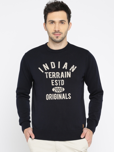 

Indian Terrain Men Navy Blue Printed Pullover