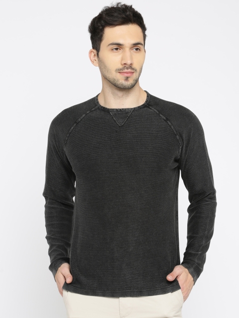 

Indian Terrain Men Black Self Design Pullover