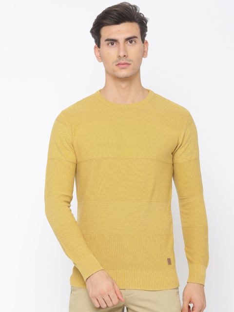 

Indian Terrain Men Yellow Self Design Pullover