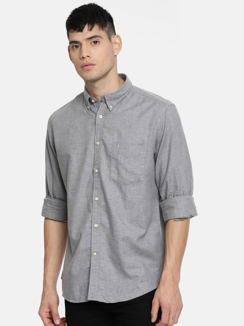 

Indian Terrain Men Grey Slim Fit Solid Casual Shirt