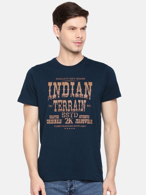 

Indian Terrain Men Blue Printed Round Neck T-shirt