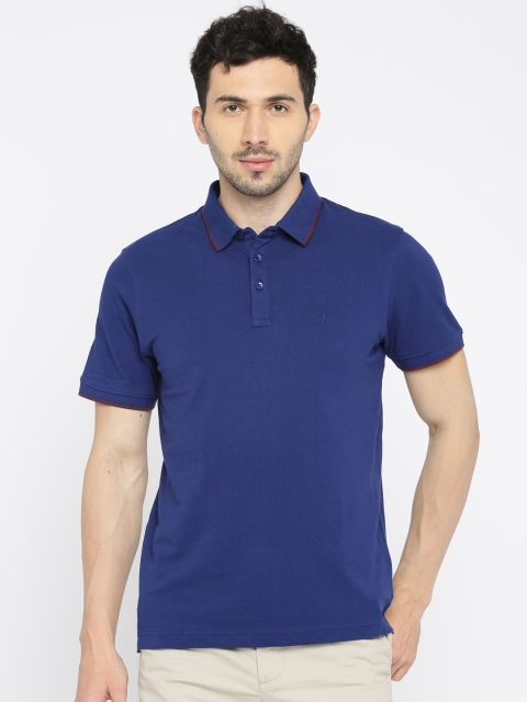 

Indian Terrain Men Blue Solid Polo Collar T-shirt