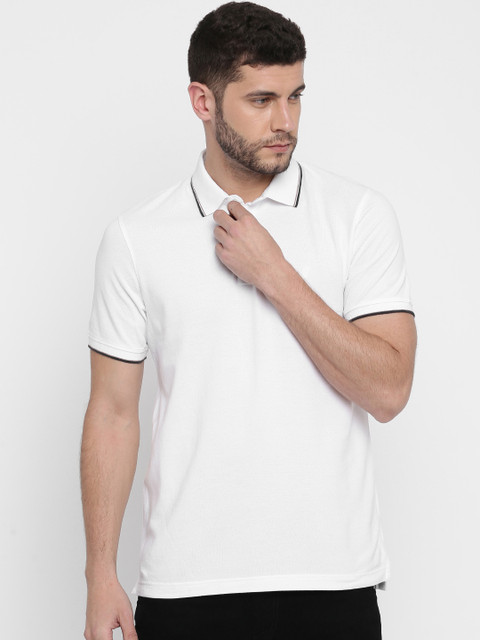 

Indian Terrain Men White Solid Polo Collar T-shirt