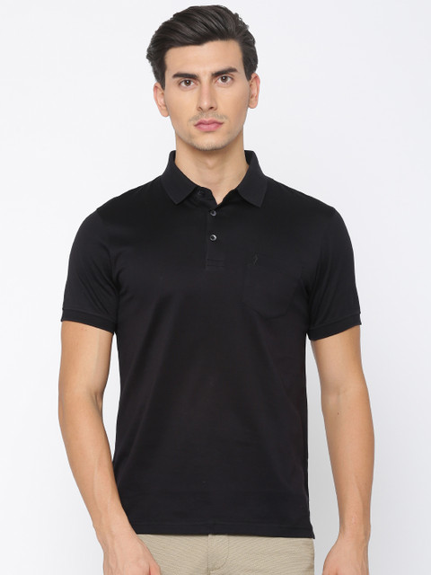 

Indian Terrain Men Black Solid Polo T-shirt