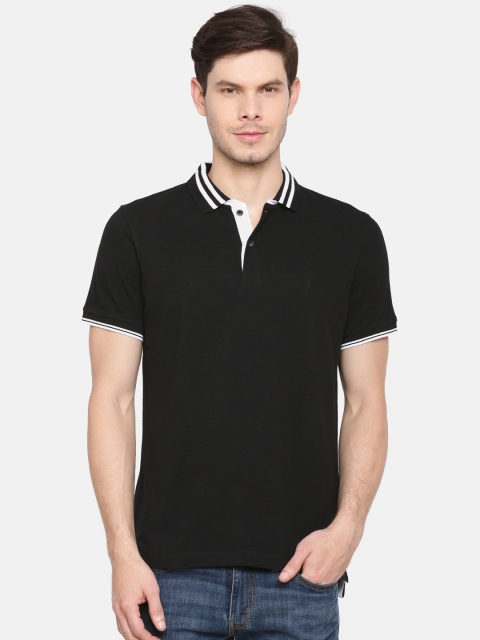 

Indian Terrain Men Black Solid Polo Collar T-shirt