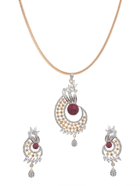 

Krafftwork Women Gold-Toned Stone-Studded Jewellery Set